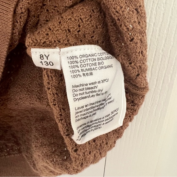 FUB Pointelle Organic Cotton T-Shirt Brown 8Y - Picture 6 of 7